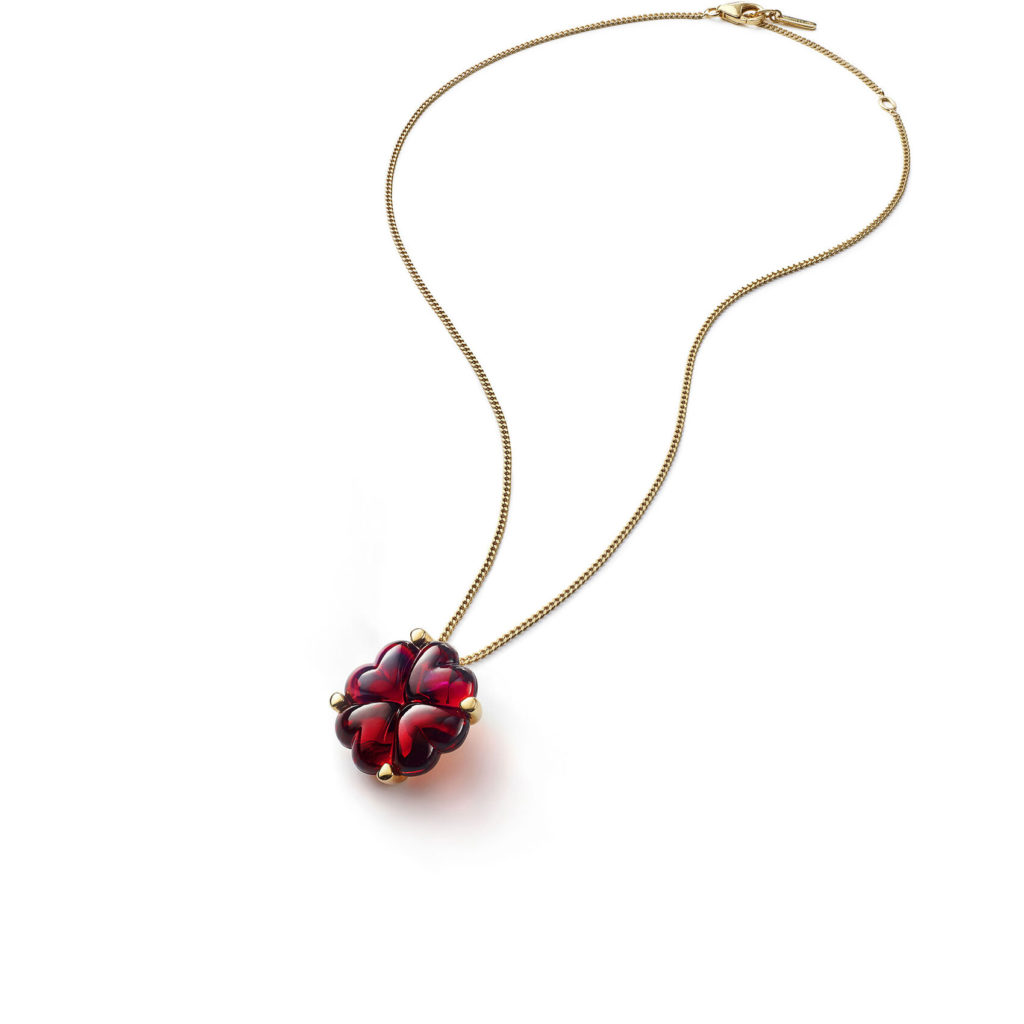 TRÈFLE RED PENDANT & GOURMETTE CHAIN